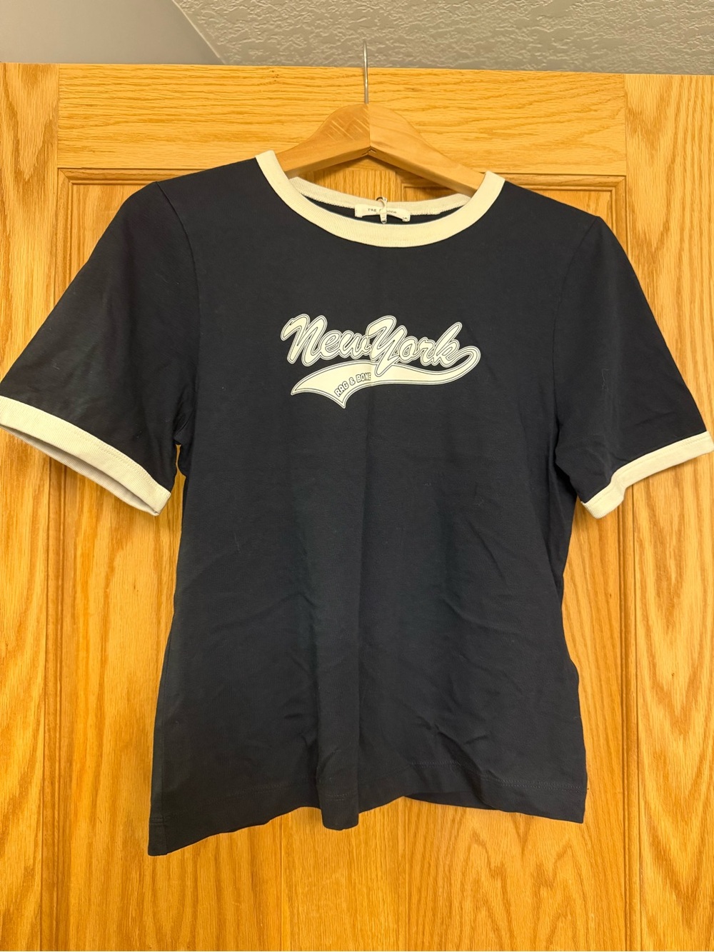 Rag & Bone NWT New York Graphic Navy Ringer Tee Large